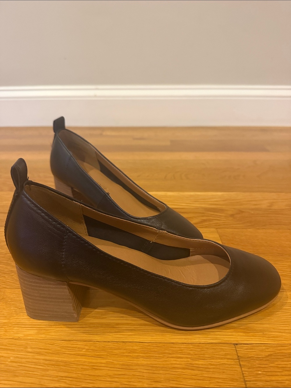 Crown Vintage Black Block Heel Pumps